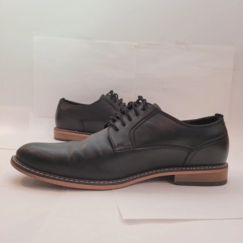 Madden Derby Shoes Men Black Lace Up Plain Toe Ortholite 11W Wide Width